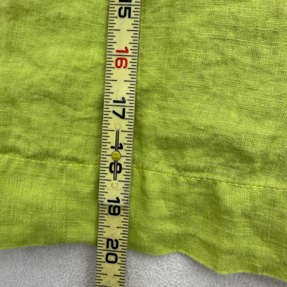 FLAX Womens Size L Large 100% Linen V-Neck Button Front Blouse Lime Green - Picture 7 of 7